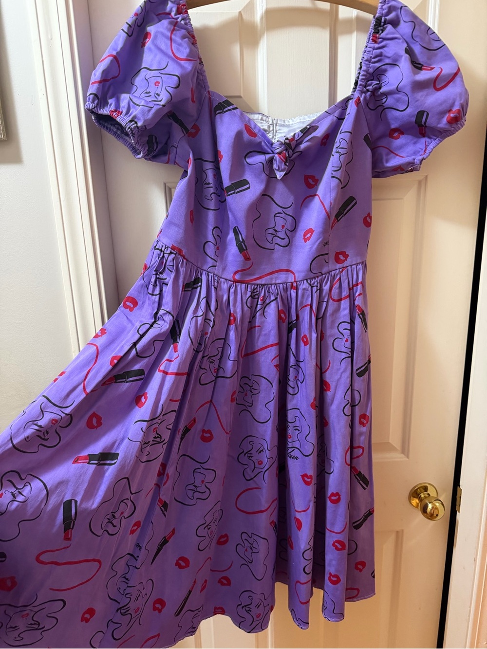 Vixen by Micheline Pitt Lavender Lipstick Print Dress discontinued style